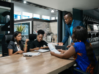 group of people talking